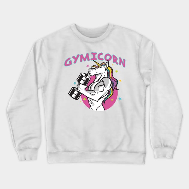 The Gymicorn, A One-ear Motif With Dumbbell Training Crewneck Sweatshirt by pabrun